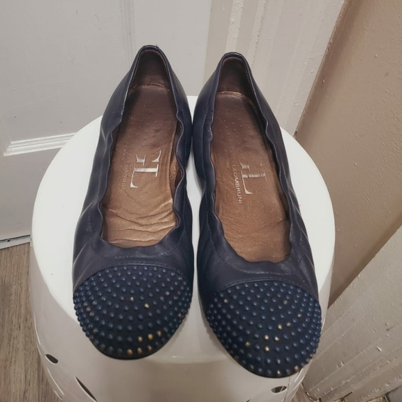 AGL Ballet Flats Womens Leather Metal Studs Cap Toe shoe 🌴 - Picture 5 of 11